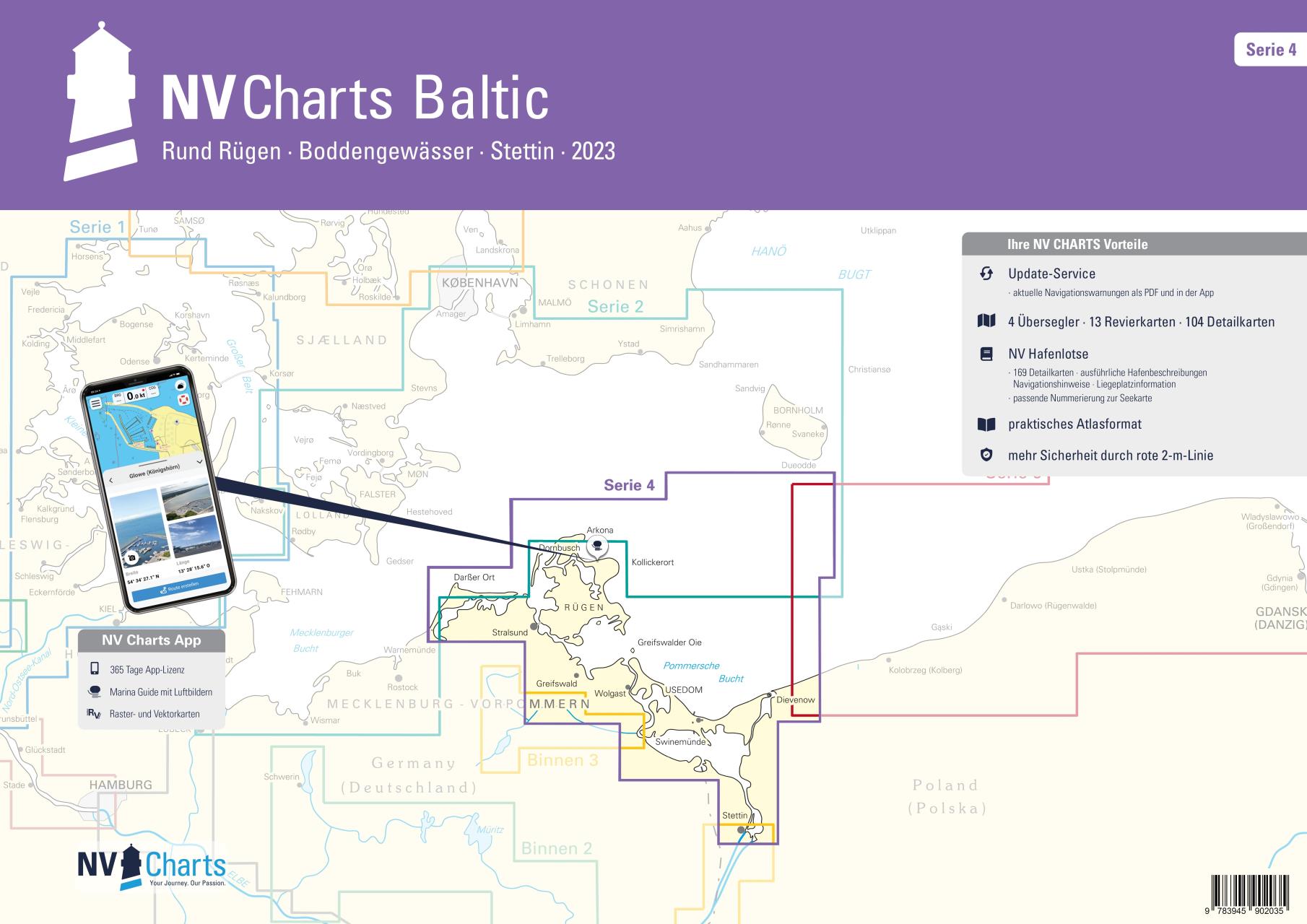 NV CHARTS Seekarten plano Koffer Ostsee, Serie 1-4