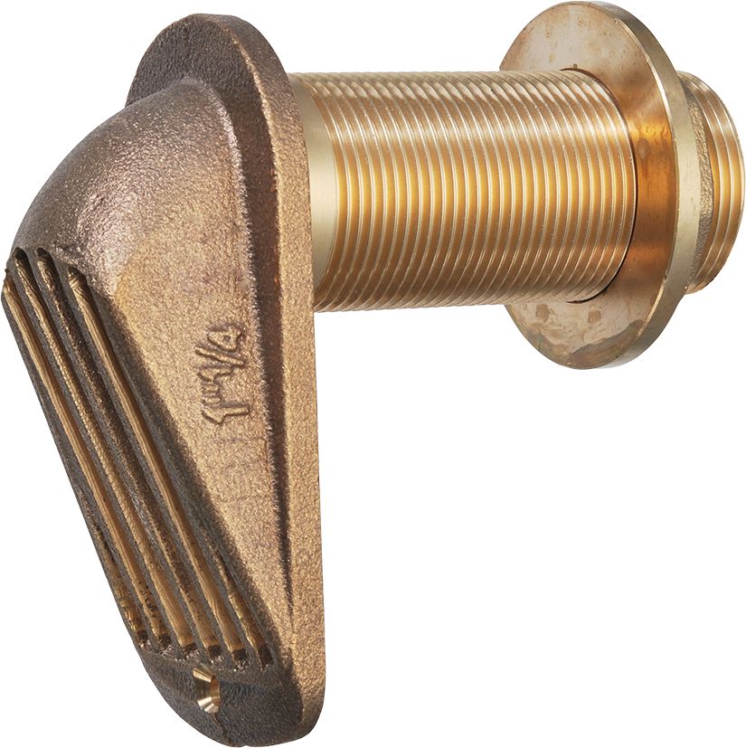 Bordeinlass aus Bronze/Rotguss mit langovalem Sieb