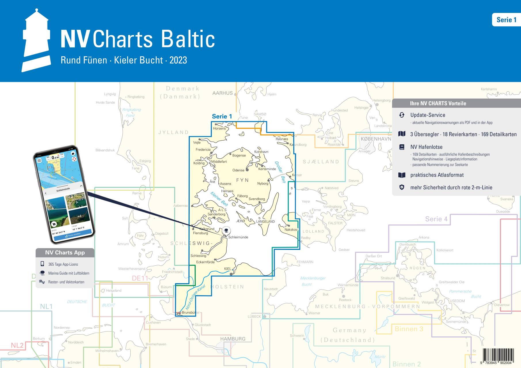 NV CHARTS Seekarten plano Koffer Ostsee, Serie 1-4