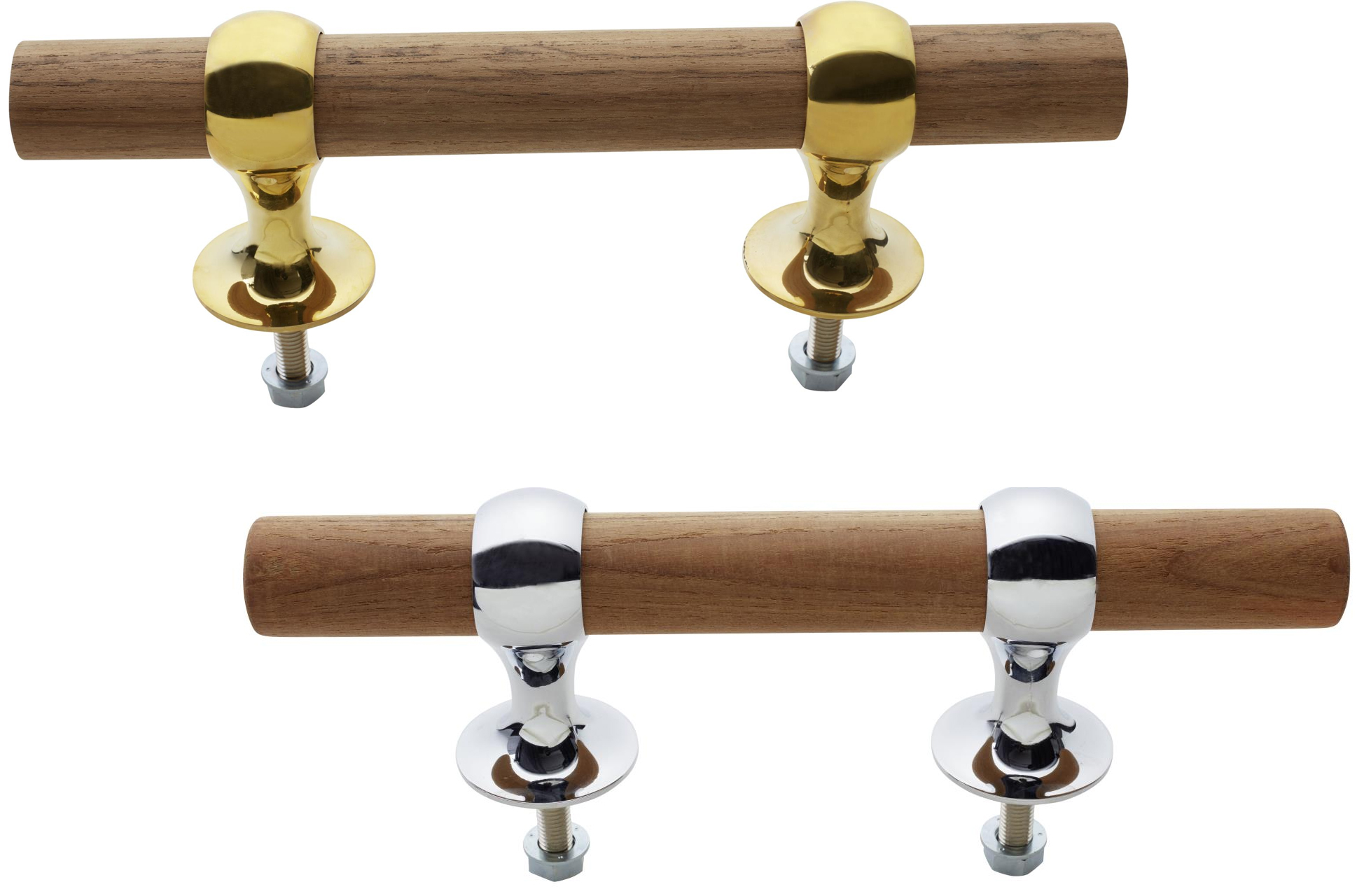 Belegklampe mit Teak-Rundholzstock