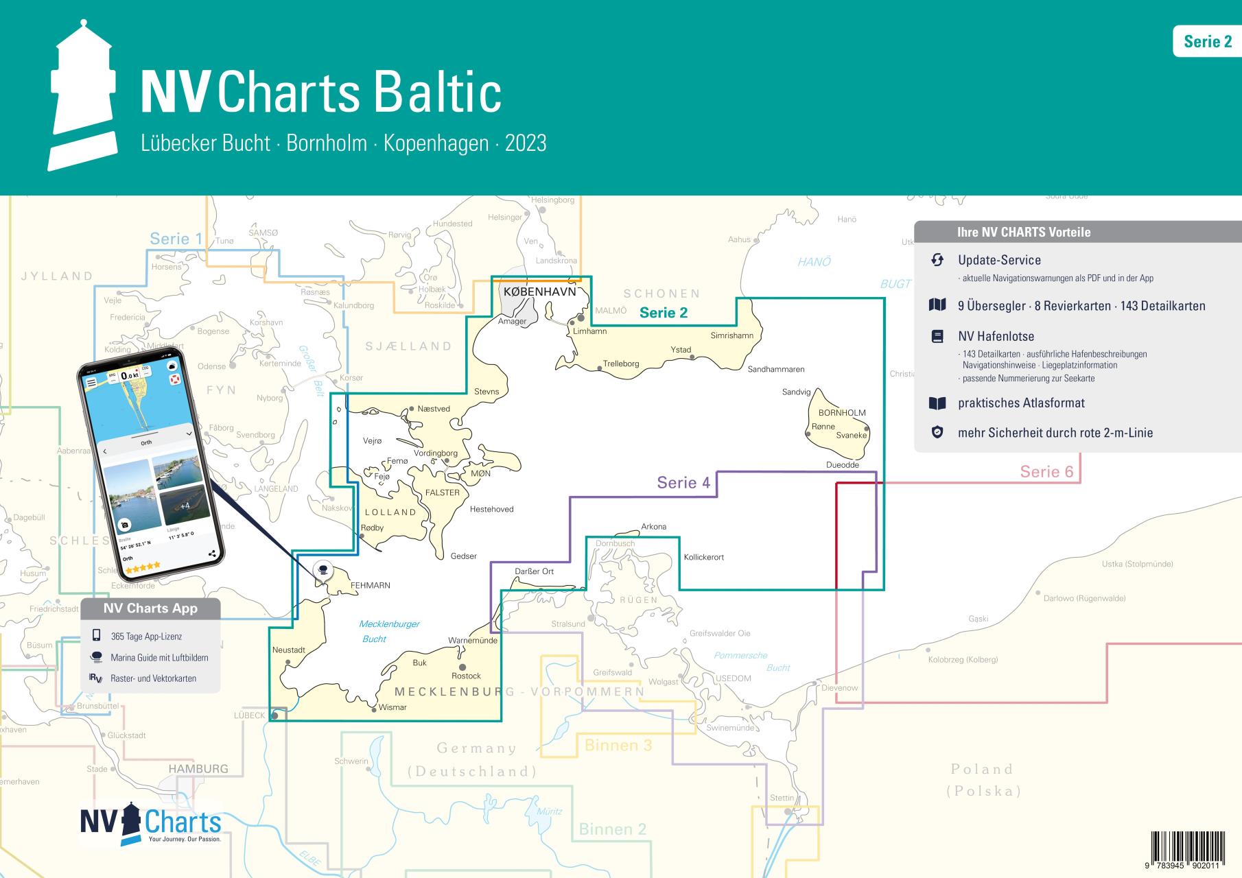 NV CHARTS Seekarten plano Koffer Ostsee, Serie 1-4