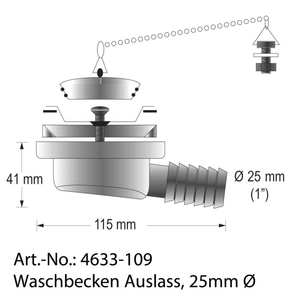 4633-109 BARKA Waschbecken-Auslass Ø 25mm