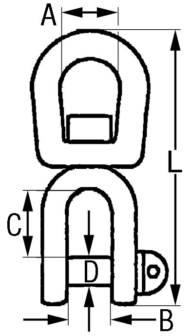 Produktbild von Wirbelschäkel Edelstahl Gabel-Gabel Sechskant 8mm